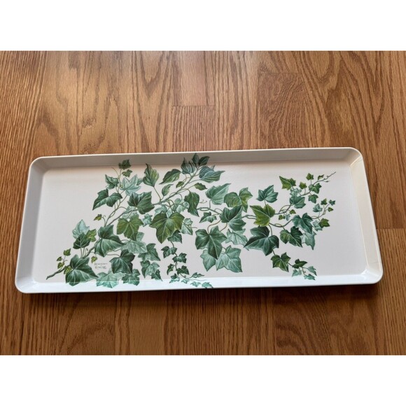 Louisa Rawle LaBrazel Sandwich Serving Tray Made Italy Melamine 15 In Floral Ivy - Picture 1 of 5